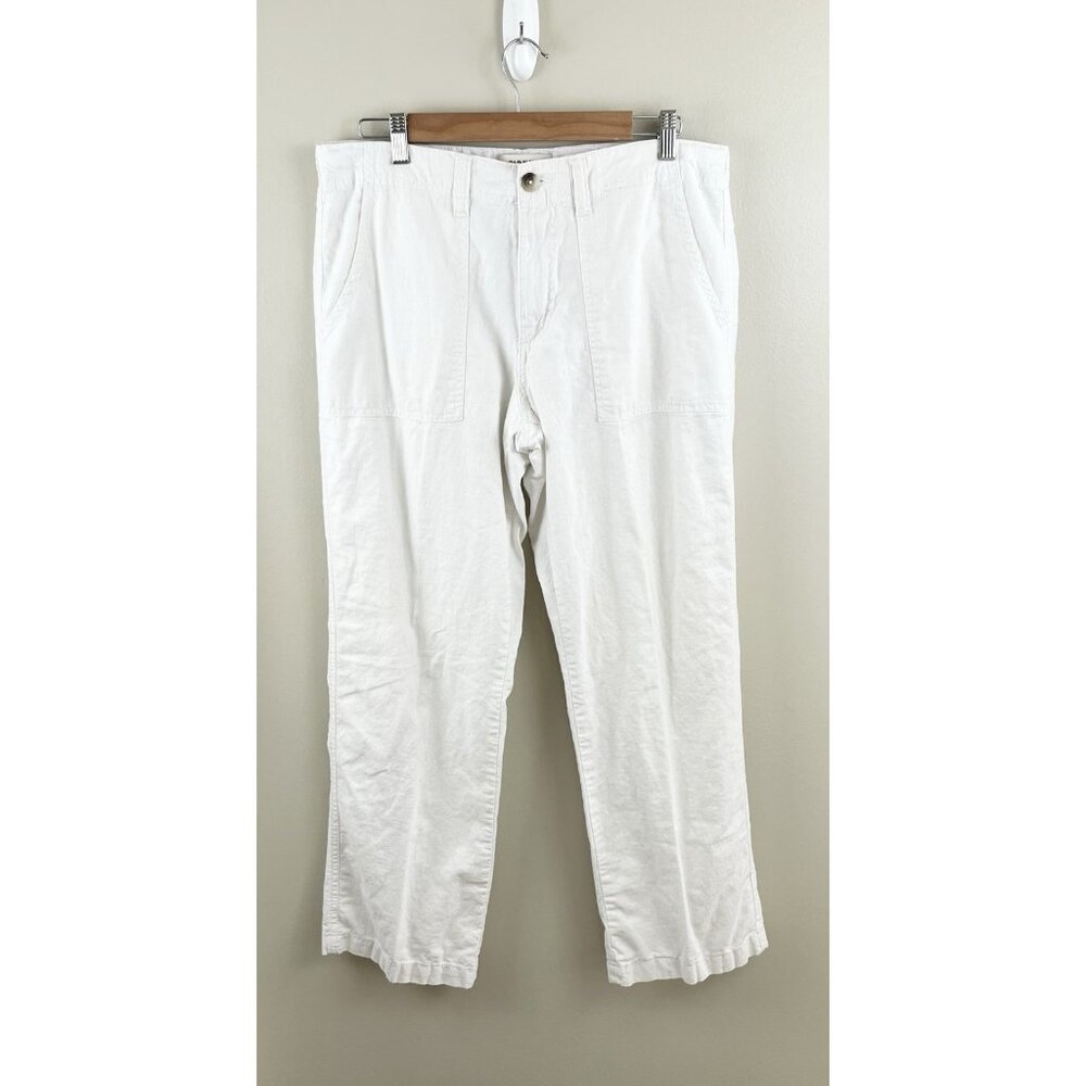 Old Navy Women’s White‎ Linen Blend Pants Lined Draw String Summer Beach Coastal